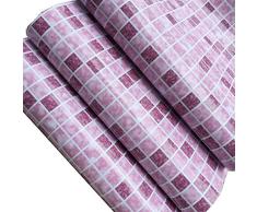 F&U selbstklebend PVC Mosaik Muster Kontakt Papier abdecken Küche backsplah zinntheken schälen und Stick Badezimmer Wand Tapete 17.7 x 117 Inches violett