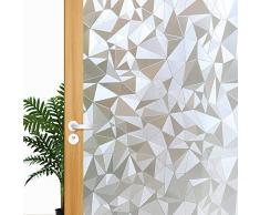 WAYBER Dekorative Sichtschutzfolie, 3D reflektierendes Fensterdekor, Sichtschutz, Hitzekontrolle, UV-Schutz, Buntglas, statische Haftung für Zuhause/Büro, 45 x 200 cm 35.5 * 118.2 inch kristall