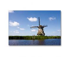 Premium Textil-Leinwand 90 x 60 cm Quer-Format Windmühle in Friesland - Molen in Fryslan | Wandbild, HD-Bild auf Keilrahmen, Fertigbild auf hochwertigem Vlies, Leinwanddruck von Karin Hansen