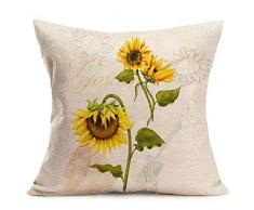 Asamour Happy-Geburtstagskissenbezug, Bunte Luftballons, Baumwolle, Leinen, Dekorativer Kissenbezug quadratisch, 45,7 x 45,7 cm, 18 x 18 Sonnenblume