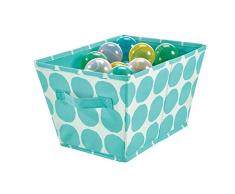 iDesign Stoffbox, mittelgroße faltbare Aufbewahrungsbox aus Baumwoll-Polyester-Mischung mit 2 Griffen, gepunktete Ordnungsbox für Schrank, Schlafzimmer und Kinderzimmer, türkis