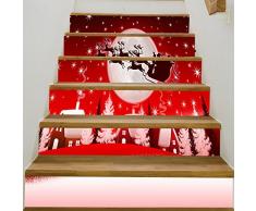 Zhiyu&art decor 3D DIY Treppen Aufstehen, Stickers-Removable Vliestapete Treppe Aufkleber Selbstklebend Weihnachten Santa Tile Treppe Aufkleber für Stairway Schritt Aufkleber Decals (# 7)