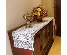Damanni Tischläufer, rechteckig, Baumwolle, handgefertigt, gehäkelt, Spitze, 40,6 x 61,9 cm, für Couchtisch/Kommode/Schal Garten 16x24 Inch weiß