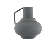 Bloomingville 6 H Textured Metal with Handle Vase, Metall, graugrün