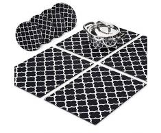Schwarz und Weiß Dekorative Modular Untersetzer Läufer für Tisch (4 PCS Tisch-Sets) ausziehbar Hot Pad, extralang Design und Untersetzer, Hitzebeständig Oberfläche, für Hot Teller, Töpfe, Geschirr...