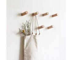 HomeDo Kleiderhaken, Holz, Wandmontage, Vintage-Design, handgefertigt, Hutregal, Hut-Aufhänger, 5 Stück 4inch Beech Wood 8pcs