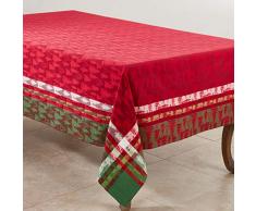 SARO LIFESTYLE 2108.M65104B Forêt Collection Plaid Christmas Tree Design Cotton Table Topper Tablecloth, 65 x 104, Multi