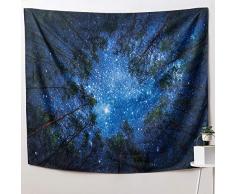 IcosaMro Wandteppich, Bohemian Hippie Psychedelic Wall Blanket Art in Schlafzimmer Tür College Wohnzimmer Verwendung als Tischdecken oder Picknickdecke 51x60 Inches Forest at Night