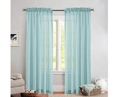 Lazzzy topick Voile Vorhänge, Gardinen, Rod Tasche, Set von Zwei, Polyester, Pole Top |Baby Blue, 95 L |Pair