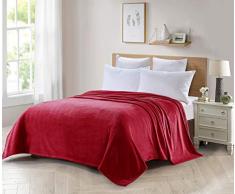 ForenTex Decken für Bett und Sofa, Flanell, 300 g/m², fusselfrei, fusselfrei, weich, warm, Verschiedene Größen und Farben X-3093, Rot, 220 x 240 cm