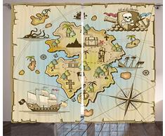 ambesonne Home Decor Kollektion, Collage Tropic Summer Sandy Beach Ruhige Friedliche Serene Entspannende Bilder Coastal Thema, Fenster Behandlungen, Wohnzimmer Schlafzimmer Vorhang 2 Platten Set, creme blau, Textil, Multi 7, 108W x 90L