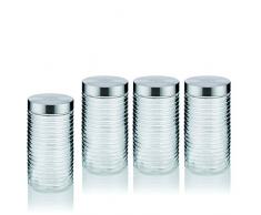 KECKU 390177 Diana (4 x 11952) Vorratsdosen Set Diana 11952 4 x 1, 6L, Glas, Transparent, 47 x 12 x 23 cm