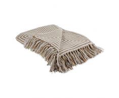 DII Moderne marokkanische Baumwolle Decke Überwurf mit Fransen für Stuhl quadratisch 50x60 Square Stone