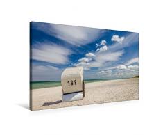 Premium Textil-Leinwand 75 x 50 cm Quer-Format Einsamer Strandkorb am Strand auf Zingst | Wandbild, HD-Bild auf Keilrahmen, Fertigbild auf hochwertigem Vlies, Leinwanddruck von Christian Müringer