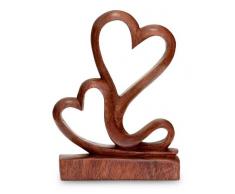 NOVICA 169903 Holzskulptur Two Hearts