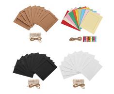 Stormshopping 40 Stück Papier-Fotorahmen, DIY Kraftpapier-Bilderrahmen mit Wäscheklammern zum Aufhängen, Wanddekoration mit Clips und Seilen für 10 x 15 cm Bilder – 4 Stile