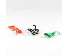 EE Glass Glasfiguren Eidechsen und Schlange, mundgeblasen, 3 Stück