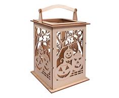 Rayher 62893505 Holz Laterne Kürbis, mit Griff, 15,3 x 15,3 x 26,5 cm, Holzbausatz, 15-tlg.;Windlicht, für LED-Kerze, Lichterkette, Laterne Helloween