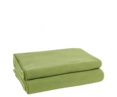 Soft-Fleece-Decke – Polarfleece-Decke mit Häkelstich – flauschige Kuscheldecke – 180x220 cm – 650 green – von ’zoeppritz since 1828’