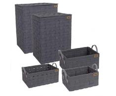 catay home Set 2 Poncho + 3 geflochtene Körbe, Geschenkkörbe, Möbel-Aufkleber, Dekoration für Zuhause, Unisex, Erwachsene, Grau (Grau), einzigartig