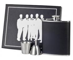 Visol VSET61-1142 Ano Leather Groomsmen II Flachmann Geschenkset, 170 ml, Schwarz