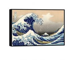 wieco Art Katsushika Hokusai Great Wave of Kanagawa Moderne HD Kunstdruck auf Leinwand Kunst Abstrakt Leinwandbild Seascape Art für Home & Office Dekorationen Wall Decor p1rla033-p Art Deco 16x10.5inch (40x27cm) blau / grau