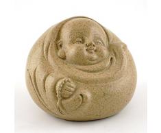 Happy Buddha-Figur, abstrakt, rund, Sandstein-Finish, 5,1 cm
