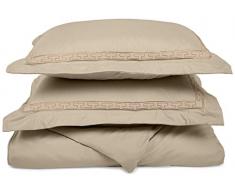 Superior Super Weiches Licht Gewicht knitterfrei Bettbezug mit Regal Bestickt kissenrollen in Geschenk-Box, 100% gebürstete Mikrofaser, Tan, King/California King