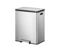 EKO EcoCasa II Mülleimer mit Zwei Fächern, rechteckig (36L+24L) Edelstahl