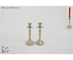 Zwei Esse Teelichthalter, Metall, Silber, 18 cm, 2 Stück