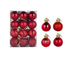 Unbekannt LW 24 Stück Weihnachtskugeln Ornamente Weihnachtsbäume Hochzeit Party Dekoration Fenster Verkleidungen Weihnachtsbaum Deko Ball 3cm rot