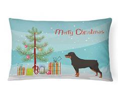 Carolines Treasures CK3558PW1216 Rottweiler Weihnachtsbaum Leinenstoff Dekokissen Terrassenmöbel-Kissen, Mehrfarbig