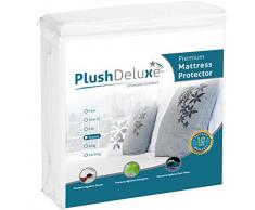 100% wasserdicht Matratzenschoner Hypoallergen-Vinyl-frei, atmungsaktive Weiche Baumwolle Frottee Oberfläche. 10 Jahr Garantie von plushdeluxe, baumwolle, weiß, Queen