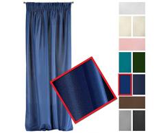 Eurofirany Rita Vorhang Gardine Glatt Schlicht Einfarbig - Kräuselband Modern Schlafzimmer Wohnzimmer Lounge Kinderzimmer 1 Stück Einzeln, Polyester, Dunkelblau, 140X270cm