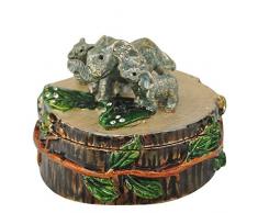 Drei Elefanten auf Baumstamm Fabergé gestylt Schmuckkästchen