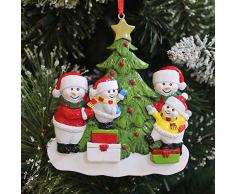 BCSmyer 2019 Personalisierte Weihnachtsdekoration Schneemann Familie, Geschenk-Box mit gratis Werkzeug zur Personalisierung Familie von 4