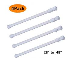 qinsou Zugstangen 4 Stück Verstellbare Federstahl-Schrankstangen Spannvorhangstange Duschstange Schrank Stange Spannstange ausziehbar Breite 71-122 cm