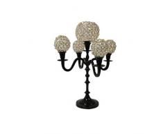 Insideretail 500708 Kerzenleuchter mit schwarzem finish auf poliertem Aluminium 5 Kristallkugeln, 50 cm