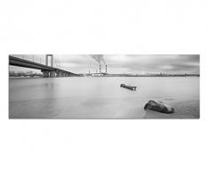 Panoramabild auf Leinwand und Keilrahmen 150x50cm Kiew BrÃ¼cke Wasser Wolken schwarz/weiÃ