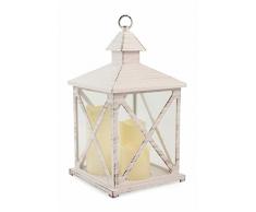 Galileo Casa 2197947 Laterne aus Kunststoff, quadratisch, antik, weiß, Maße 19 x 32,5 cm