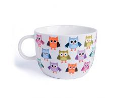 Excelsa Animals Tasse Jumbo, 450 ml, Porzellan, Weià Uhu 1 STK Mehrfarbig