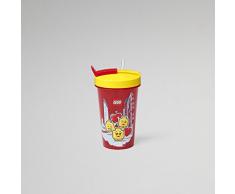 LEGO Becher mit Strohhalm Iconic, Mädchen, Rot, One Size