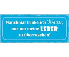 Schatzmix Spruch Manchmal trinke ich Wasser Metallschild Wanddeko 27x10 cm tin Sign Blechschild, Blech, Mehrfarbig