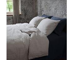 LinenMe 0451507 Bettdecke, Leinen, Stone Washed, silberfarben