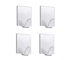 SOLARSTATION Wandhaken, selbstklebend, strapazierfähig, wasserdicht, 304 Edelstahl, 3 m Handtuchhaken für Badezimmer, Zuhause, Küchenutensilien, Handtuch, Schlüssel, Mäntel, Taschen (4 Stück) 4 Stück