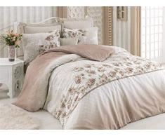 Eponj Home Bettwäsche-Set für Einzelbett 135 x 200 cm Brown White Beige Green