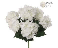 Larksilk Kunstpflanze Hortensien mit 7 Moppköpfen, 56 cm weiß/pink