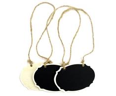 Kel-Toy Aufhängen Kreidetafel Oval Holz Tags, 3,5 von 6,1 cm (Pack von 3)