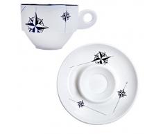 Marine Business Northwind Tasse und Untertasse Kaffee, Melamin, weiß und blau, 6.5 x 6.5 x 5.2 cm, 6 Stück