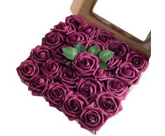 Breeze Talk Künstliche Blumen Blush Roses Lederpolster Realistische Fake Roses W/Vorbau für DIY Hochzeit Blumensträuße Aufsteller Arrangements Party Baby Dusche Home Dekorationen 50pcs Robins Egg Blue